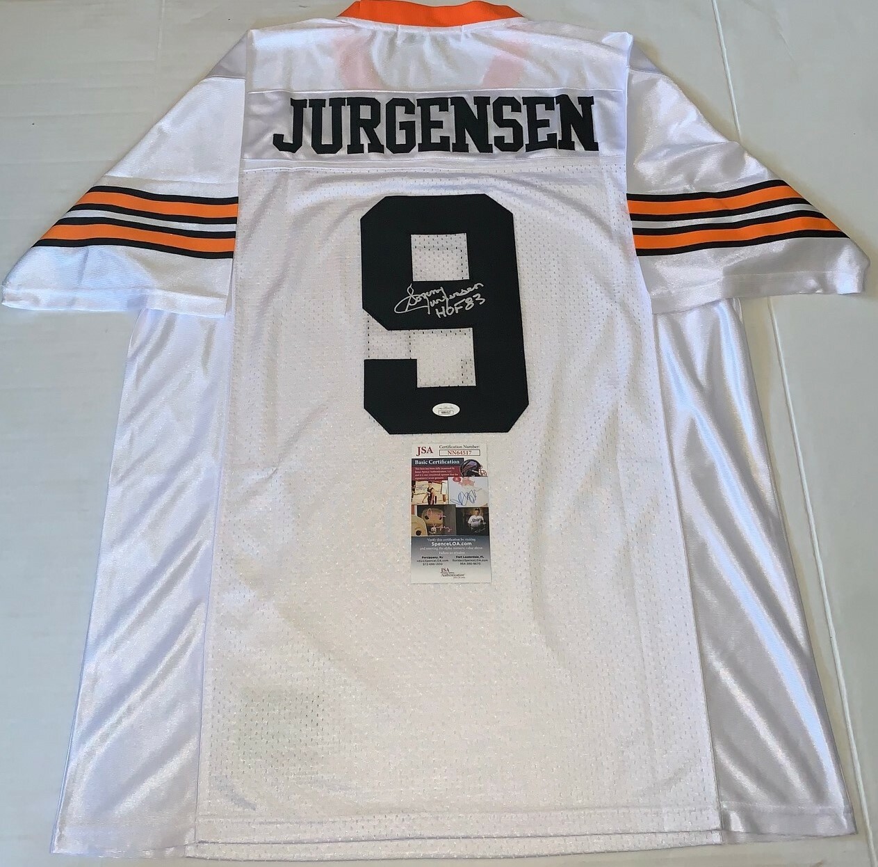 Sonny Jurgensen Redskins signed Hanover High School jersey autographed JSA