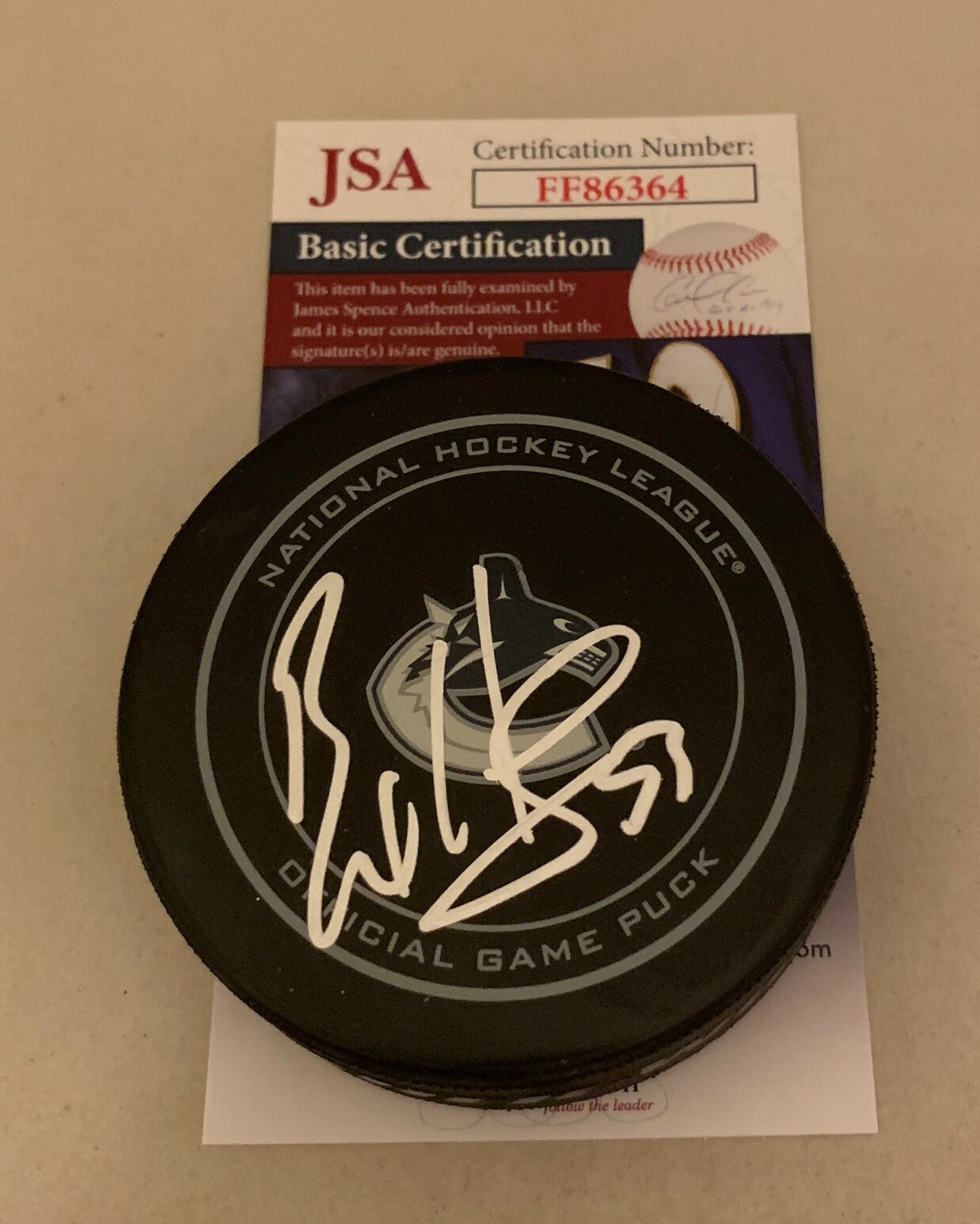 Bo Horvat signed Vancouver Canucks Official Game Puck autographed JSA