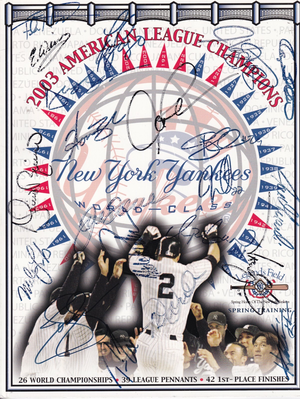 2004 NEW YORK YANKEES team signed SPRING TRAINING PROGRAM (Jeter) BECKETT BAS