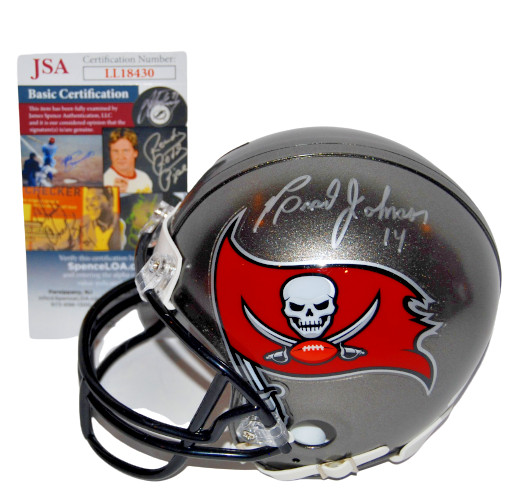 BRAD JOHNSON signed (TAMPA BAY BUCCANEERS) mini football helmet JSA LL18430
