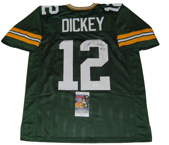 LYNN DICKEY signed (GREEN BAY PACKERS) #12 custom football jersey JSA LL18364