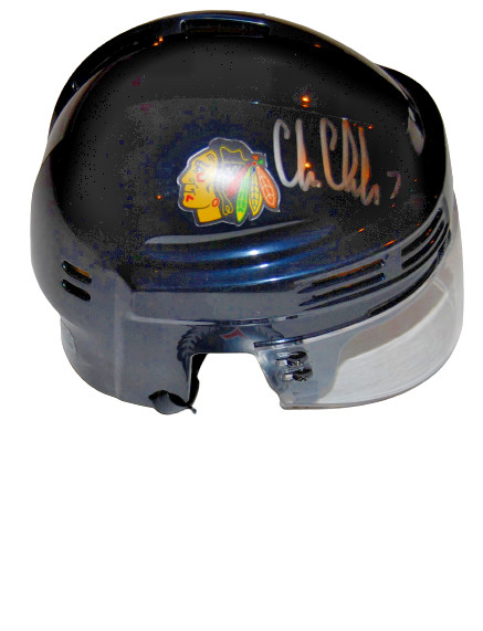 CHRIS CHELIOS signed (CHICAGO BLACKHAWKS) mini hockey helmet BECKETT BAS #3