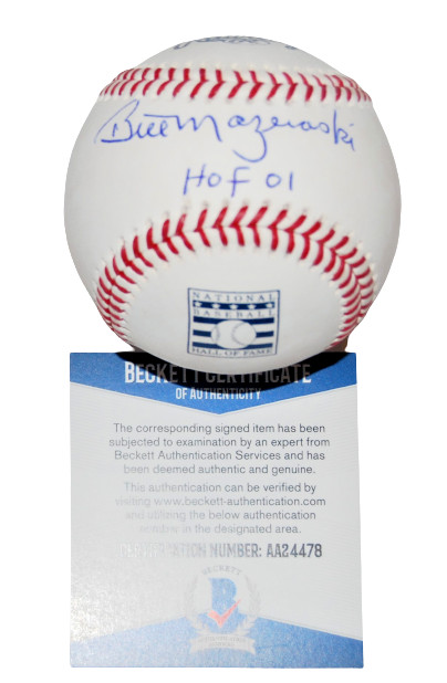BILL MAZEROSKI SIGNED (PITTSBURGH PIRATES) HOF LOGO OML BASEBALL BECKETT AA24478 COLLECTIBLE MEMORABILIA