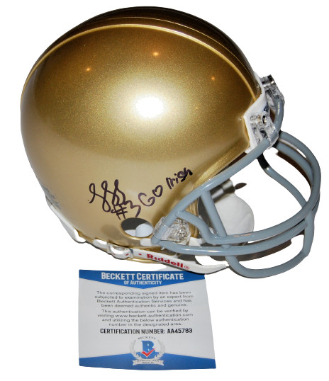 HOUSTON GRIFFITH signed (NOTRE DAME IRISH) mini football helmet BECKETT AA45783