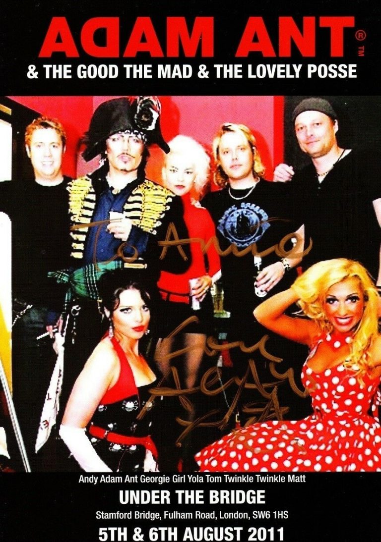 ADAM ANT AUTOGRAPHED SIGNED 2011 TOUR PROMO CARD – TO ANNIE COLLECTIBLE MEMORABILIA