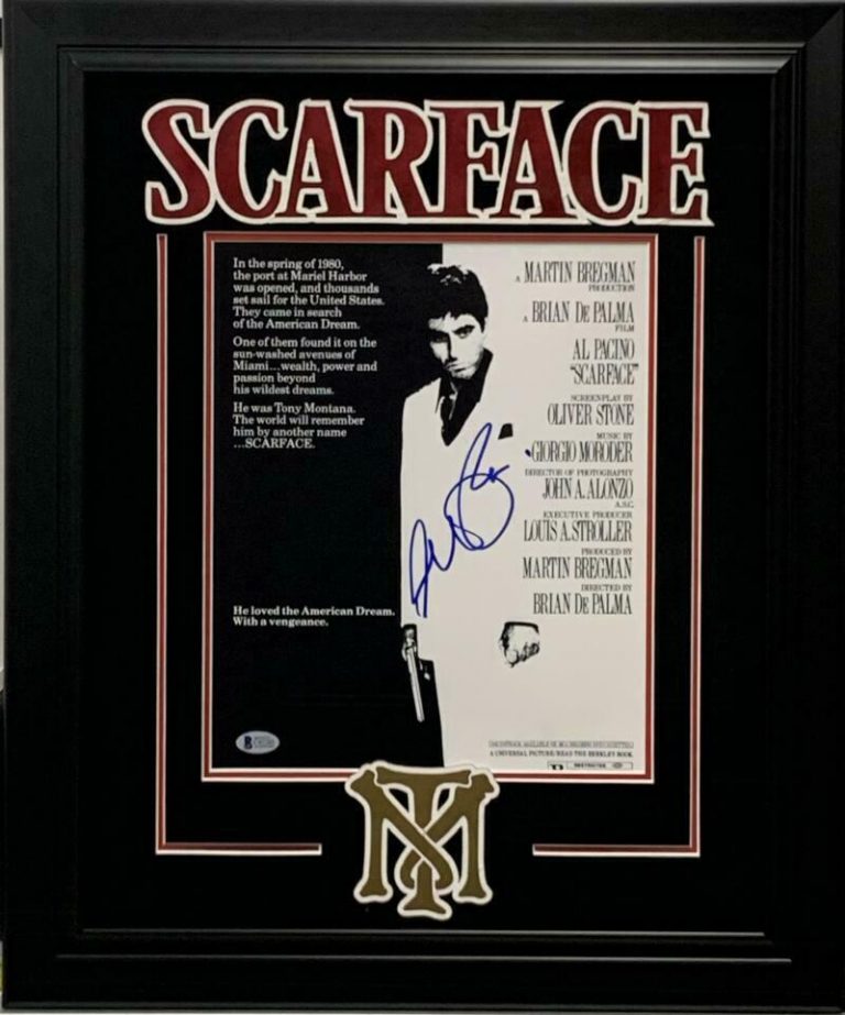 AL PACINO SIGNED 11X14 PHOTO CUSTOM FRAME SCARFACE TONY MONTANA AUTOGRAPH BAS COLLECTIBLE MEMORABILIA