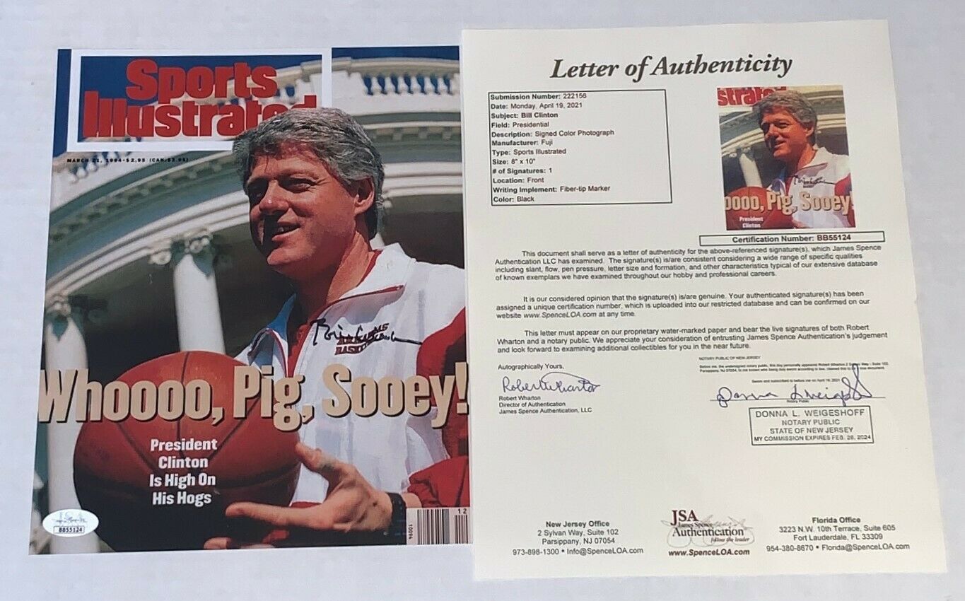 Bill Clinton signed Razorbacks Sports Illustrated Cover 8x10 photo JSA ...