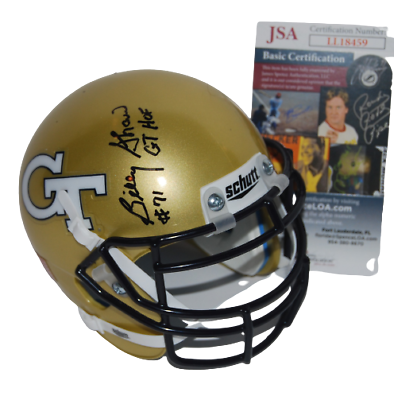 BILLY SHAW SIGNED (GEORGIA TECH YELLOW JACKETS) MINI FOOTBALL HELMET JSA LL18459 COLLECTIBLE MEMORABILIA