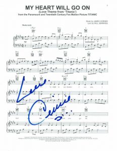 CELINE DION SIGNED AUTOGRAPH “MY HEART WILL GO ON” SHEET MUSIC – TITANIC, RARE! COLLECTIBLE MEMORABILIA