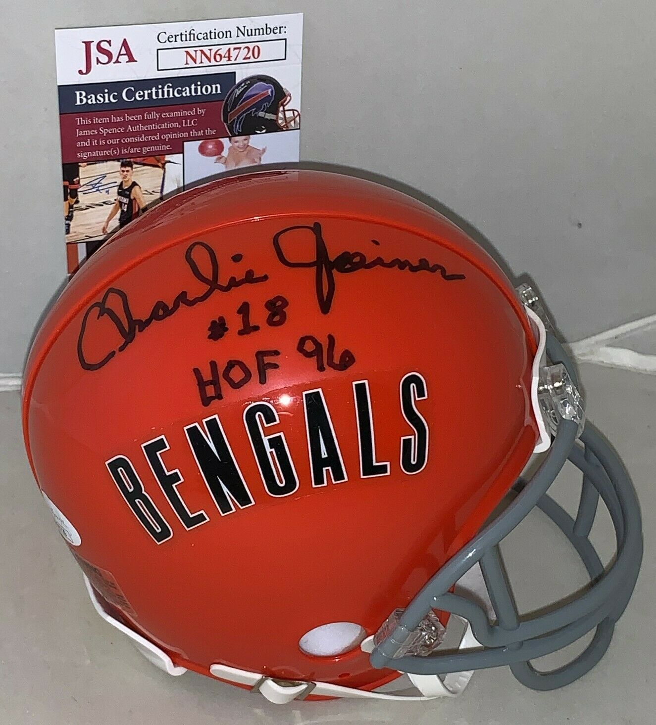 Charlie Joiner Autographed/Signed Cincinnati Bengals TB Mini Helmet JSA  11866