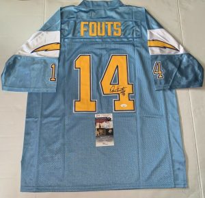 DAN FOUTS SIGNED SAN DIEGO CHARGERS JERSEY W/ HOF INSCRIPTION AUTOGRAPHED JSA COLLECTIBLE MEMORABILIA