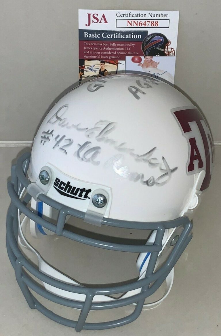 DAVE ELMENDORF LA RAMS SIGNED TEXAS A&M AGGIES MINI HELMET AUTOGRAPHED CHOF JSA COLLECTIBLE MEMORABILIA