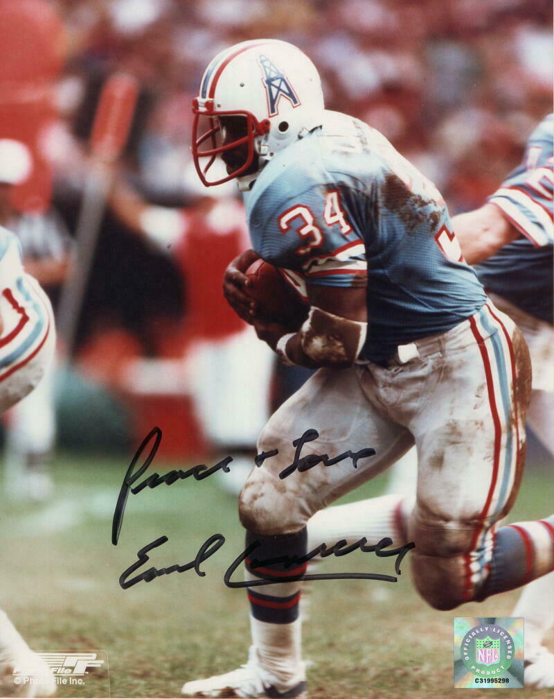 EARL CAMPBELL SIGNED AUTOGRAPH 8x10 PHOTO HOUSTON OILERS, SUPER BOWL