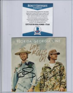 FLORIDA GEORGIA LINE SIGNED (LIFE ROLLS ON) CD COVER W/CD BECKETT BAS Y75148 COLLECTIBLE MEMORABILIA