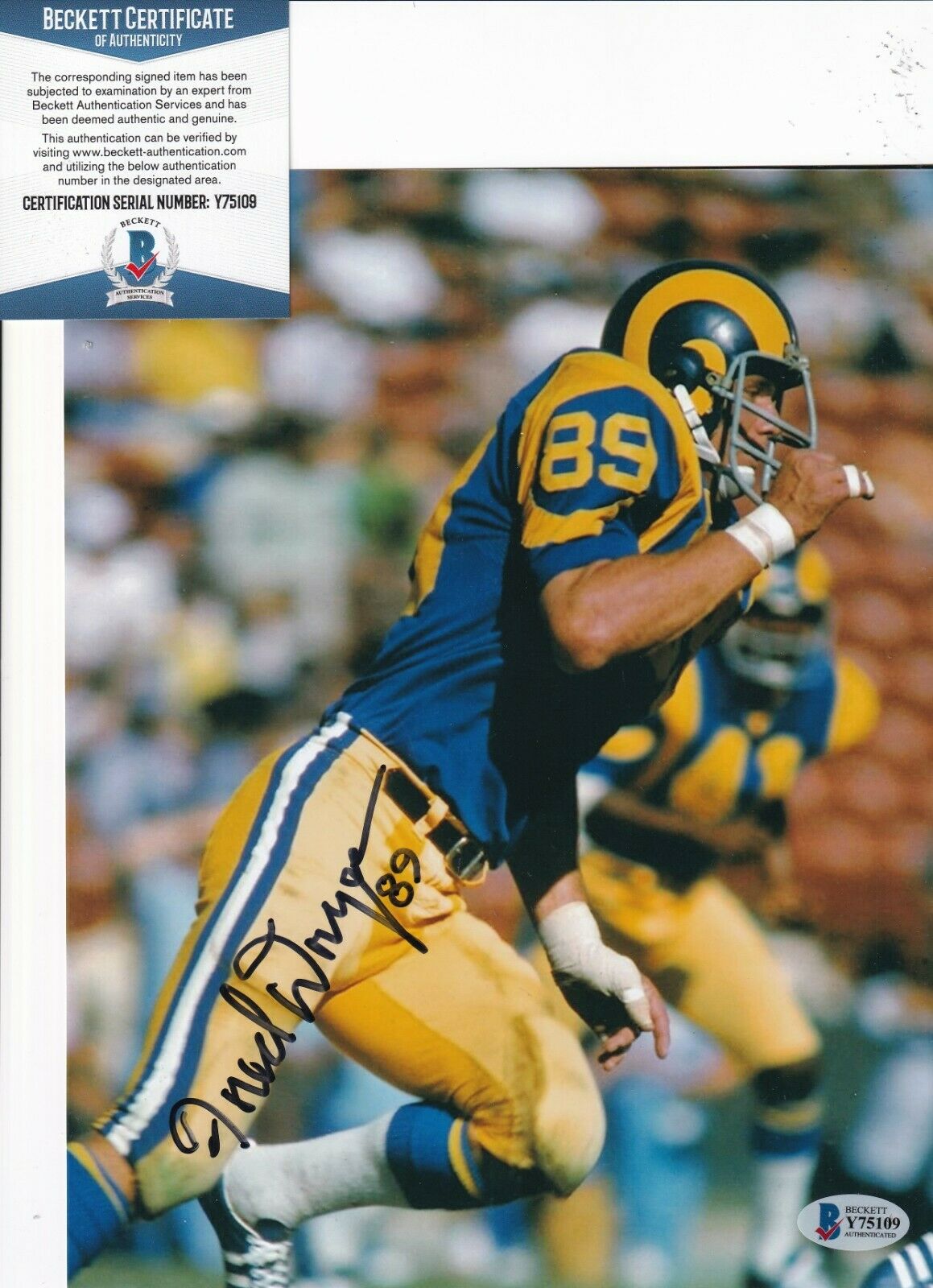 Fred Dryer Signed 8x10 Photo BAS COA Autograph LA Rams Football v