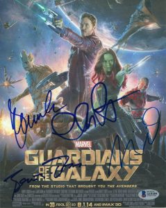 GUARDIANS OF THE GALAXY CAST SIGNED AUTOGRAPH MINI POSTER PHOTO CHRIS PRATT +3 COLLECTIBLE MEMORABILIA