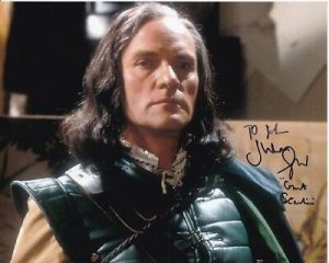 JULIAN GLOVER SIGNED AUTOGRAHED DOCTOR WHO COUNT SCARLIONI PHOTOGRAPH – TO JOHN COLLECTIBLE MEMORABILIA