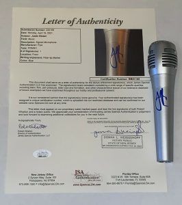 JUSTIN BIEBER CHANGES, JUSTICE, AND FREEDOM SIGNED MICROPHONE JSA FULL LOA COLLECTIBLE MEMORABILIA