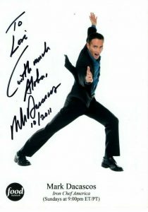 MARK DACASCOS AUTOGRAPHED SIGNED IRON CHEF AMERICA PHOTOGRAPH – TO LORI COLLECTIBLE MEMORABILIA