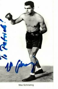 MAX SCHMELING AUTOGRAPHED SIGNED BOXING BOXER PHOTOGRAPH – TO PATRICK COLLECTIBLE MEMORABILIA