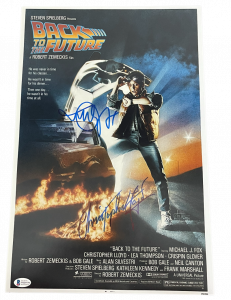 MICHAEL J FOX CHRISTOPHER LLOYD SIGNED BACK TO THE FUTURE 12X18 PHOTO BECKETT A COLLECTIBLE MEMORABILIA