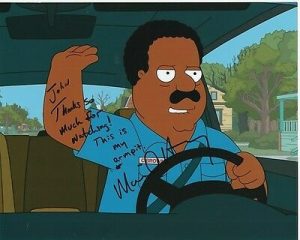 MIKE HENRY SIGNED FAMILY GUY CLEVELAND BROWN PHOTOGRAPH – TO JOHN GREAT CONTENT! COLLECTIBLE MEMORABILIA