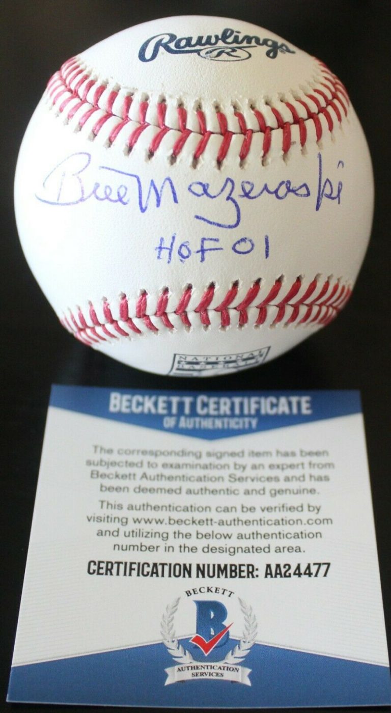 BILL MAZEROSKI SIGNED OFFICIAL HALL OF FAME BASEBALL W/BECKETT COA AA24477 COLLECTIBLE MEMORABILIA