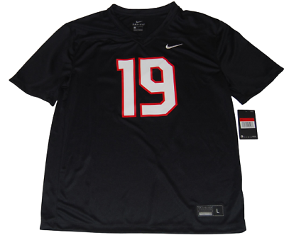 NIKE MENS LARGE STOCK LEGEND FOOTBALL JERSEY #19 BLACK NWT AV2491-010 E7 COLLECTIBLE MEMORABILIA