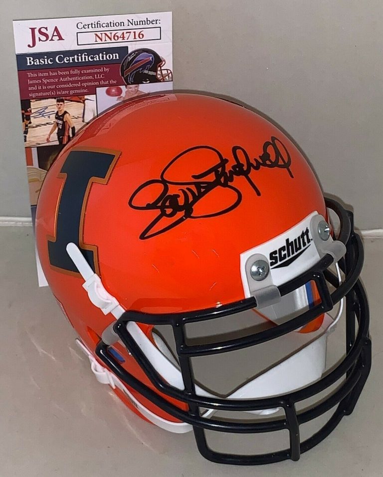 SCOTT STUDWELL VIKINGS SIGNED ILLINOIS FIGHTING ILLINI MINI HELMET 2 JSA COLLECTIBLE MEMORABILIA