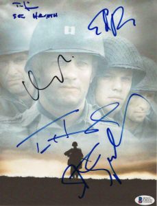 TOM HANKS, STEVEN SPIELBERG +3 SIGNED AUTOGRAPH SAVING PRIVATE RYAN MINI POSTER COLLECTIBLE MEMORABILIA