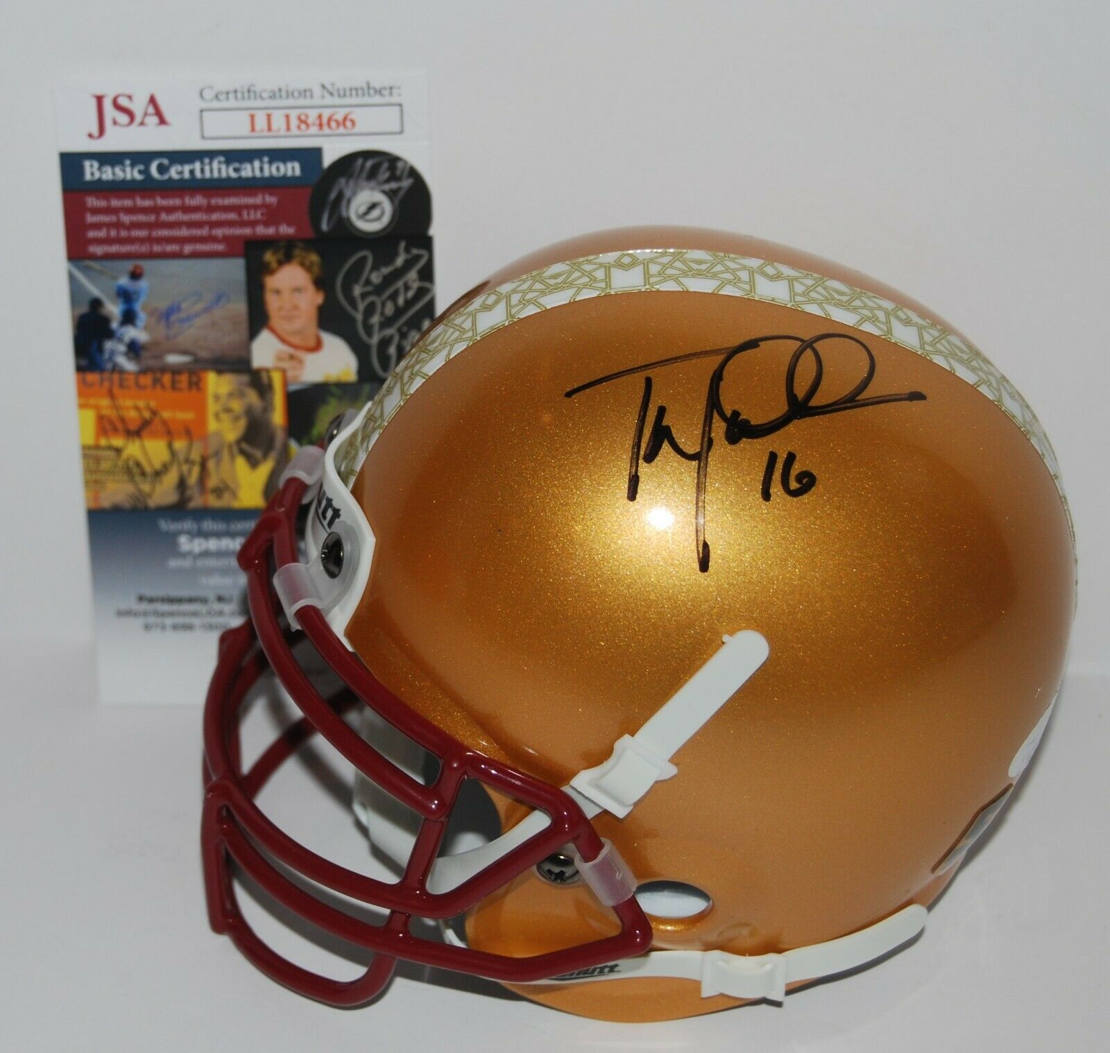 TOM WADDLE signed (BOSTON COLLEGE EAGLES) mini football helmet JSA LL18466
