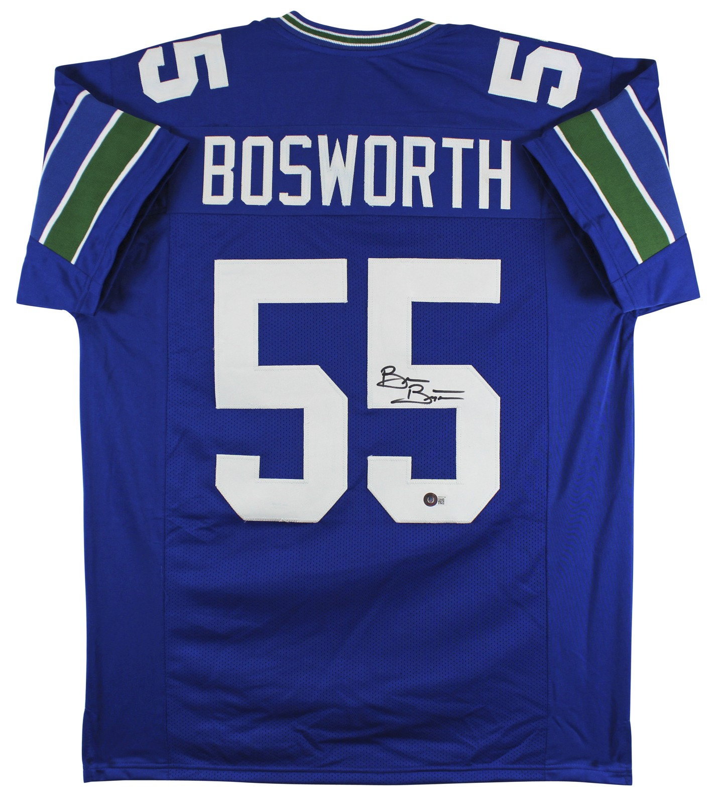 Seahawks Brian Bosworth Authentic Signed Blue Jersey BAS Witnessed