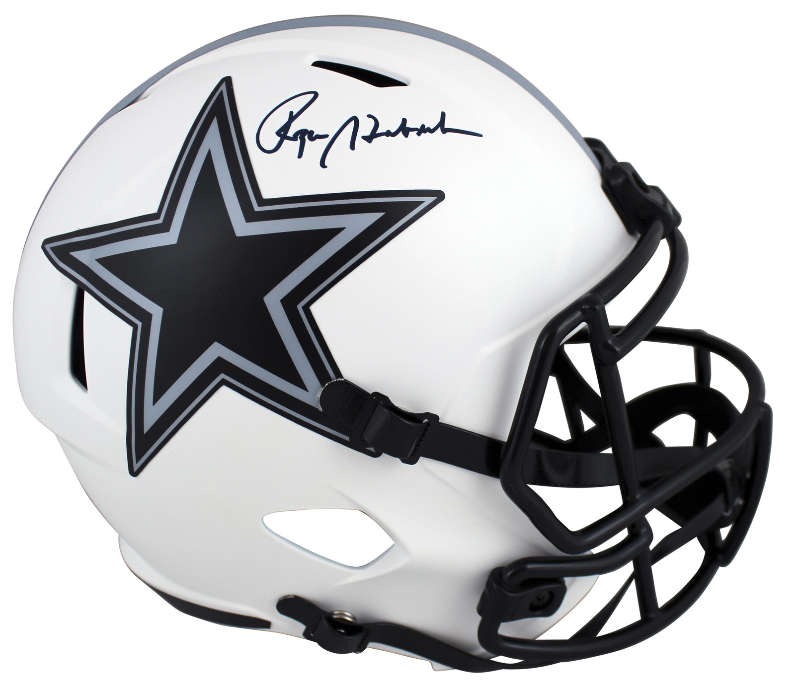 Cowboys Roger Staubach Signed Lunar Full Size Speed Rep Helmet BAS Witnessed