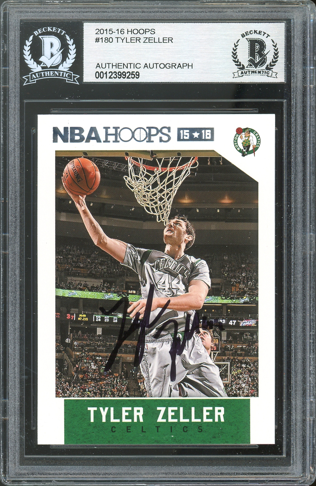 Celtics Tyler Zeller Authentic Signed 2015 Hoops #180 Card BAS Slabbed