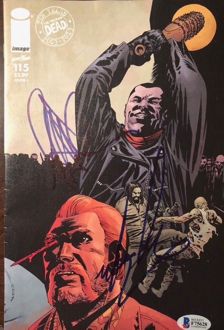 Jeffrey Dean Morgan Michael Cudlitz signed Walking Dead Comic Book Negan BECKETT
