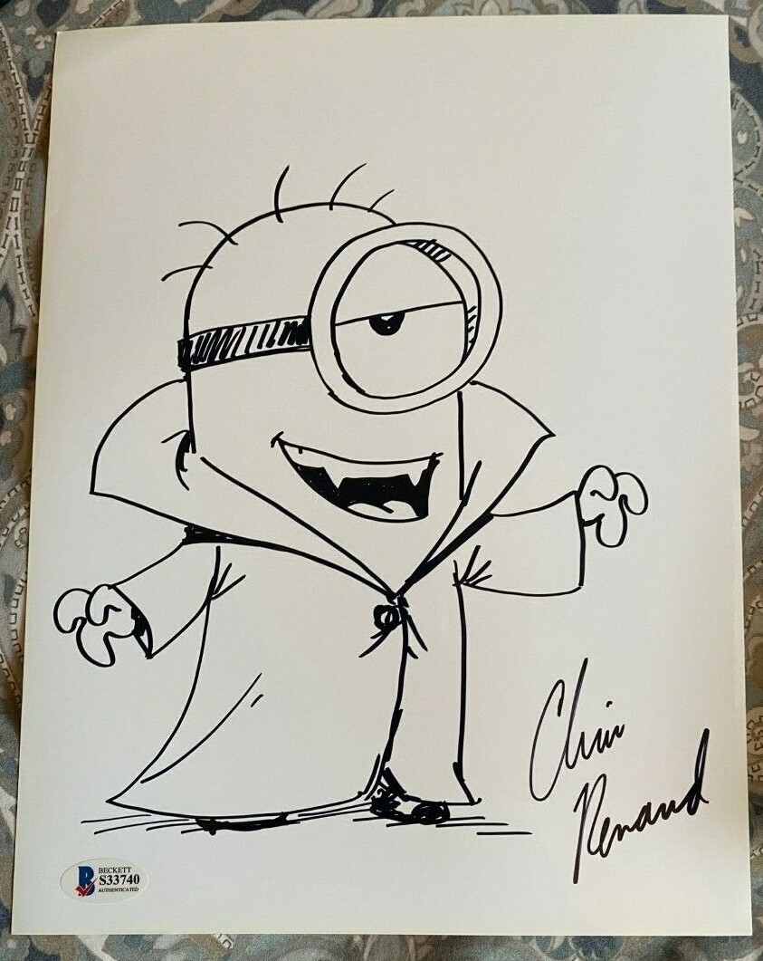 Chris Renaud Rare Hand Signed Sketch Minions Despicable Me Stuart