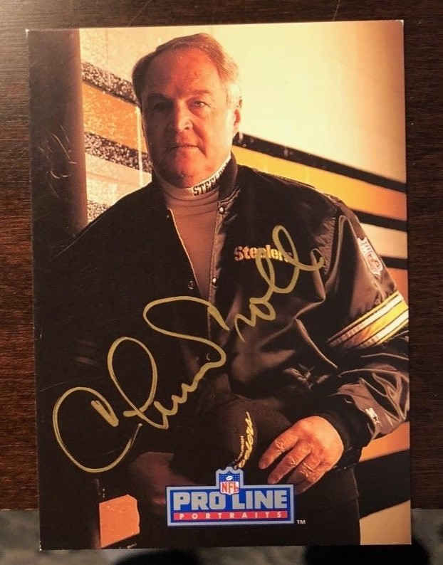 Chuck Noll signed autographed football card 1991 Pro Line Portraits