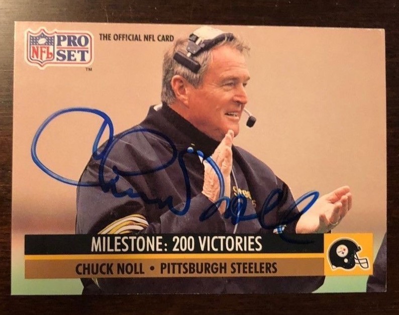 Chuck Noll signed autographed football card 1991 Proset Steelers
