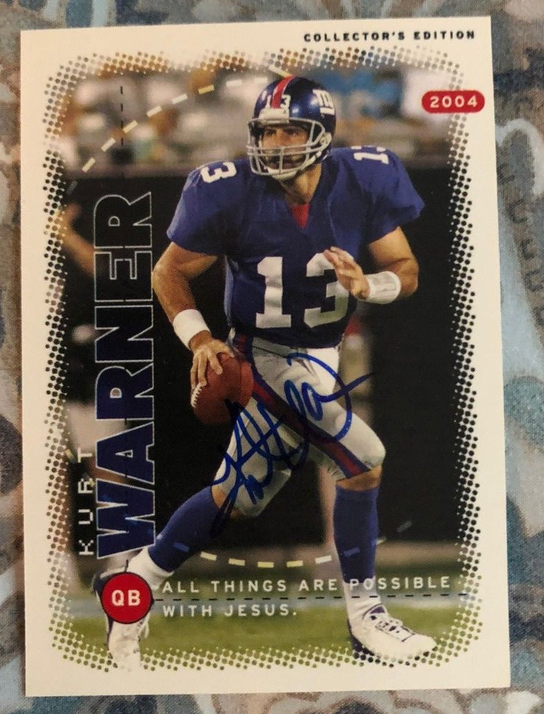 Kurt Warner signed autographed Bible Card Special Edition Hall of Fame 2004