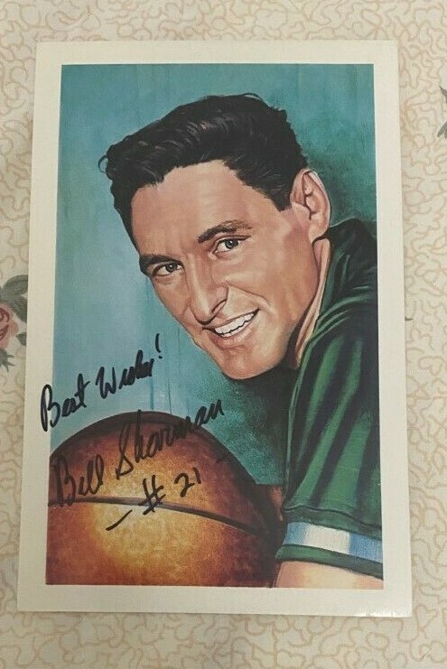 Bill Sharman signed autographed Hall of Fame Postcard Boston Celtics Ron Lewis