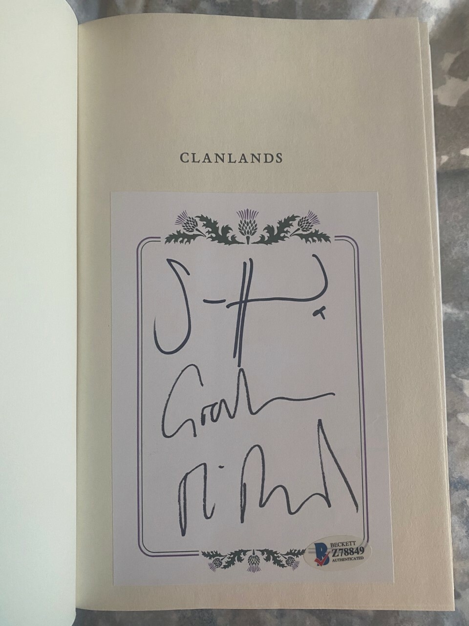 Sam Heughan signed autographed book Graham McTavish Clanlands Outlander COA