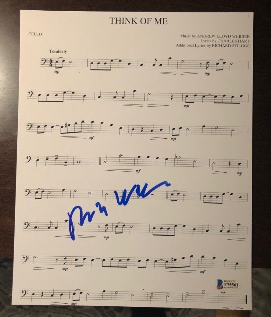 Andrew Lloyd Webber signed autographed 8x10 sheet music Think of me Beckett BAS