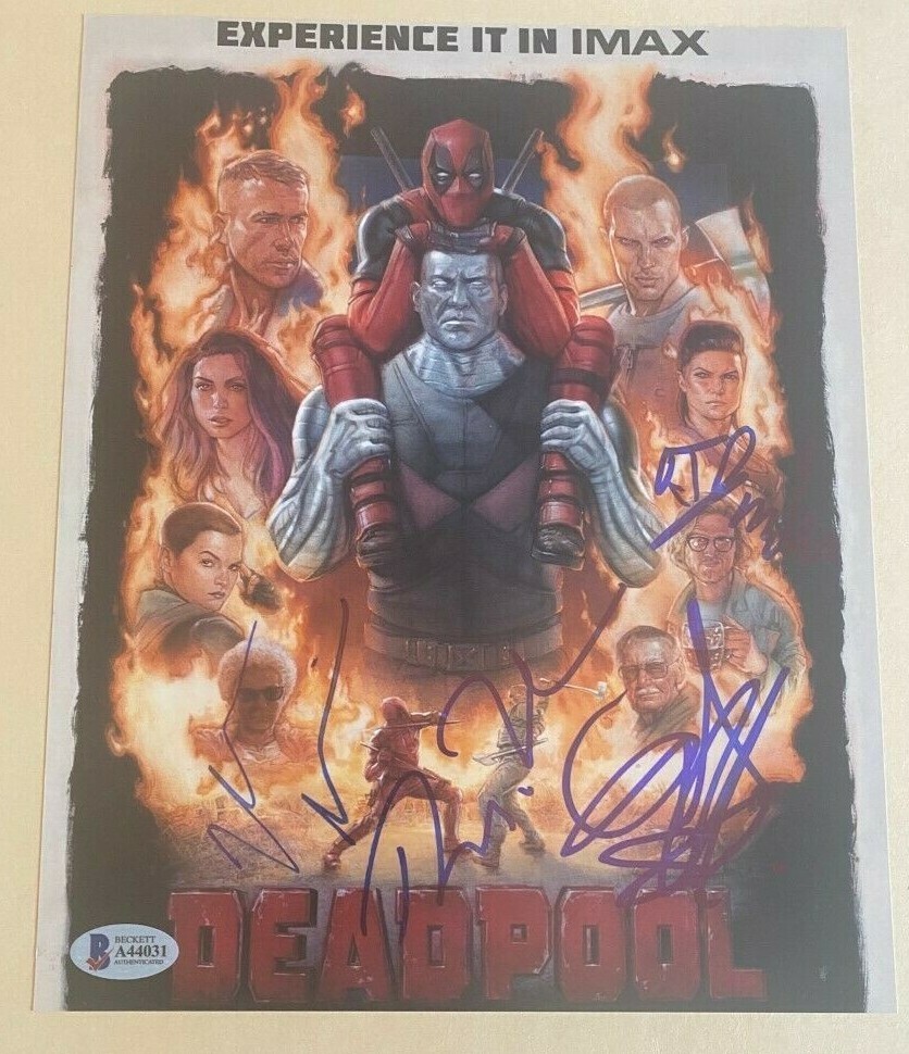 Deadpool signed autographed 8x10 Poster Photo Cast Signed Ryan Reynolds X 4 COA