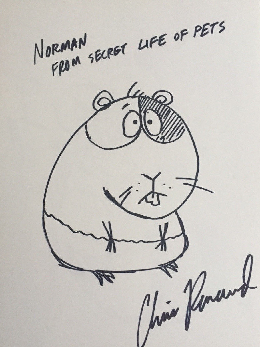 Chris Renaud Rare Hand signed Original Sketch Secret Life of Pets Minions