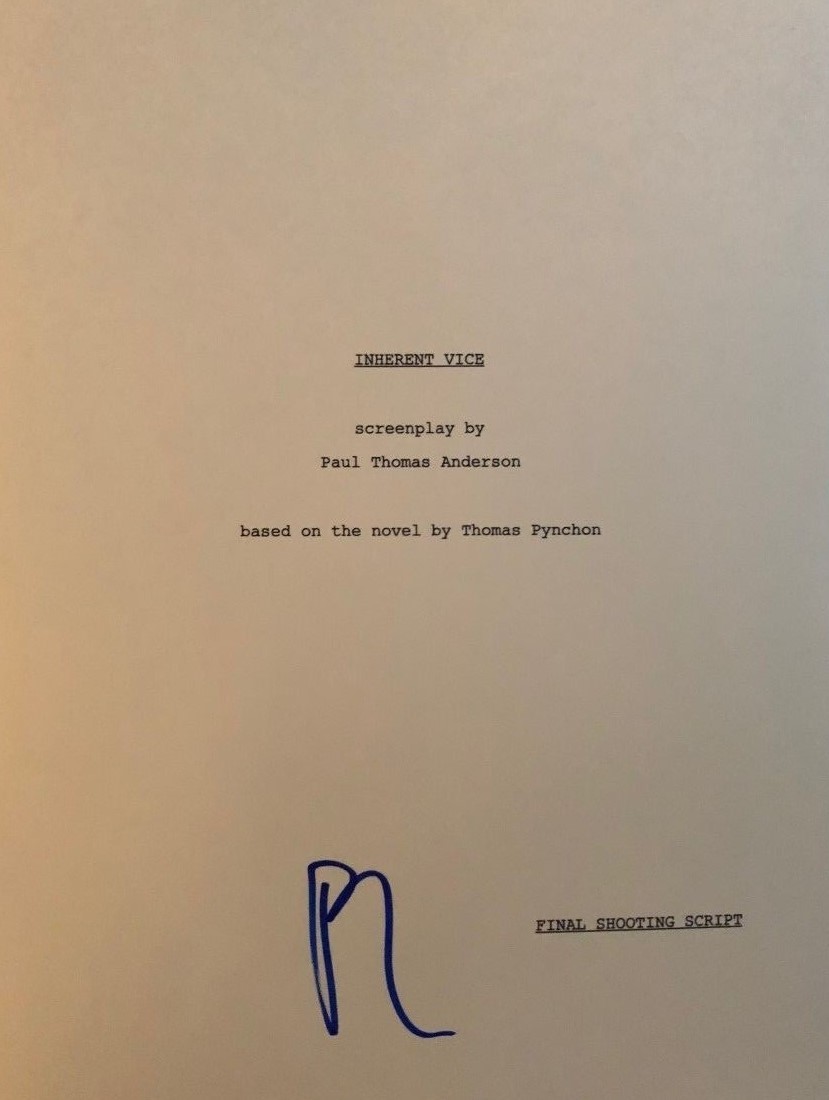 Paul Thomas Anderson signed autographed Inherent Vice Script