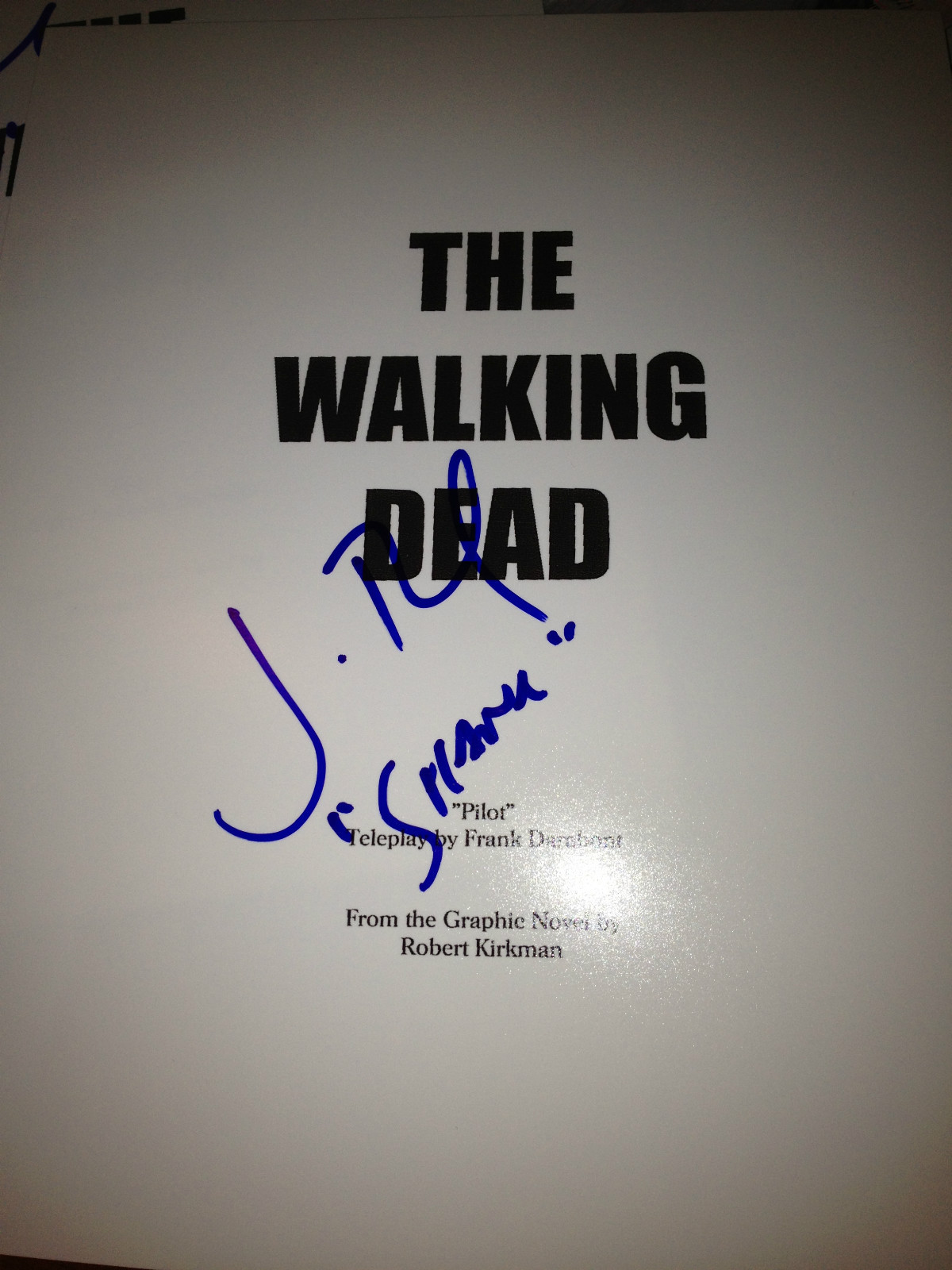 Jon Bernthal signed autographed Walking Dead pilot script Shane inscription