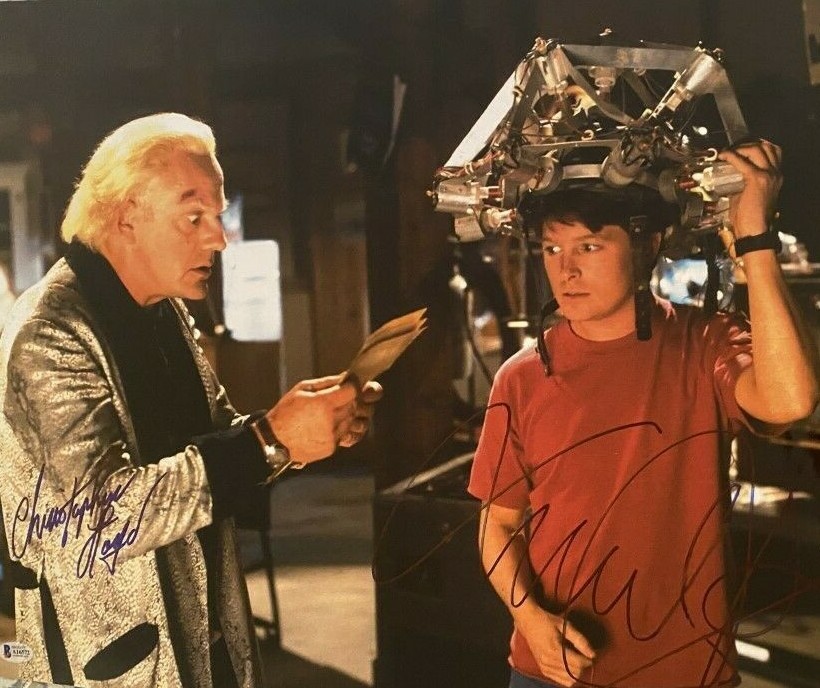 Michael J Fox Christopher Lloyd signed autographed 16x20 Photo Becket BAS COA
