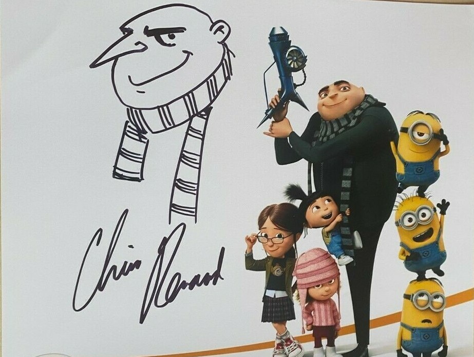 CHRIS RENAUD RARE HAND SIGNED SKETCH MINIONS DESPICABLE ME STUART BECKETT COA COLLECTIBLE MEMORABILIA
