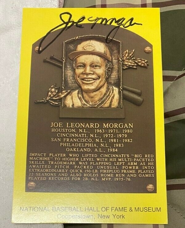 Joe Morgan signed autographed Hall of Fame Postcard Plaque Reds Hall of Fame