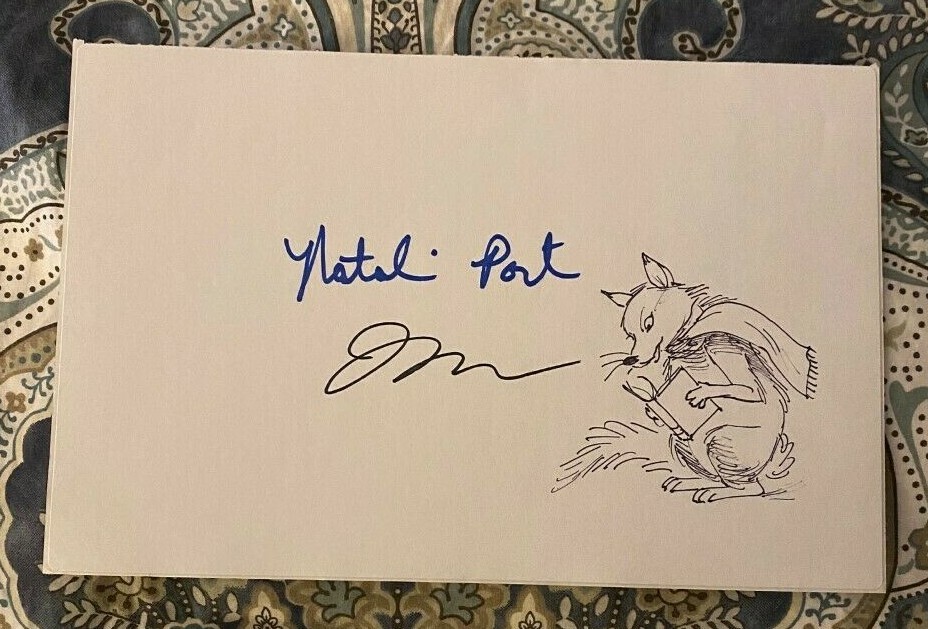 Natalie Portman signed autographed fables bookplate 6x8 Blue Sharpie Sketch